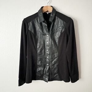 Anatomie “Leona” Travel Button Down Shirt Lambs’ Leather women’s size large NEW